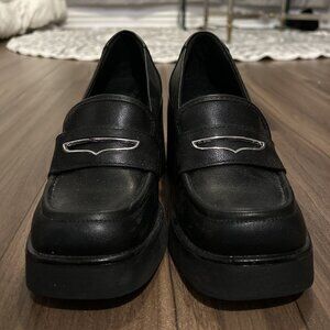 Call It Spring black heeled loafers